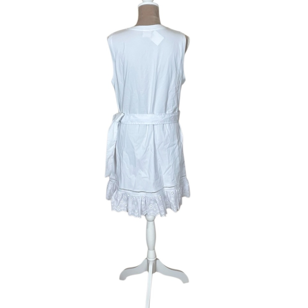 cinq a sept “Mahlia” White Eyelet Detail Ruffle Wrap Mini Dress NWT $325 - Picture 8 of 15